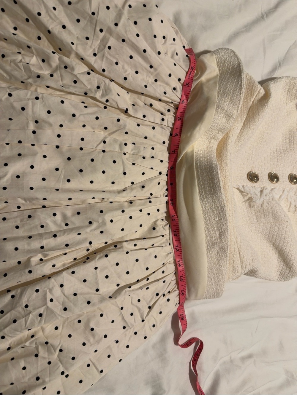 Self-Portrait Cream Bouclé Polka Dot Midi Dress UK 8 US 4 NWOT - Picture 7 of 10